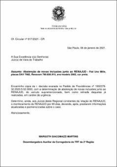 Ofício Circular n. 617/CR, de 8 de janeiro de 2021 Ofício Circular n. 617/CR, de 8 de janeiro de 2021